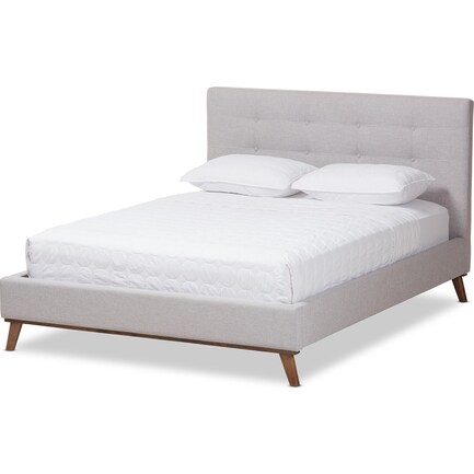 Teyah Full Upholstered Platform Bed - Greyish Beige
