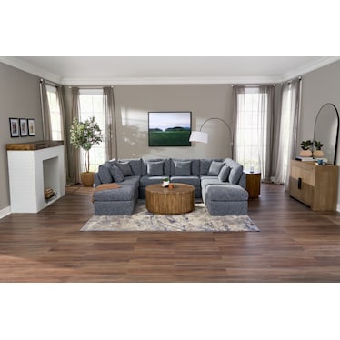 The Pitt Foam Comfort Sectional - Haley Navy