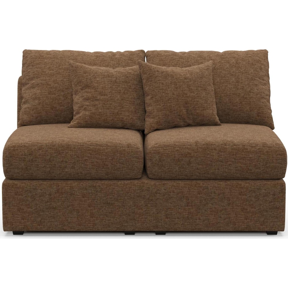 the pitt dark brown armless loveseat   