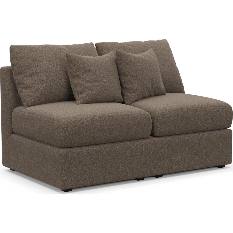 the pitt dark brown armless loveseat   