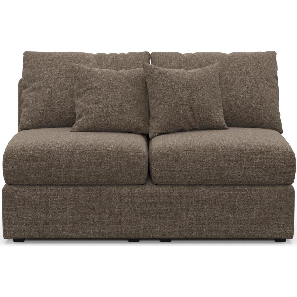 the pitt dark brown armless loveseat   