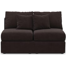 the pitt dark brown armless loveseat   