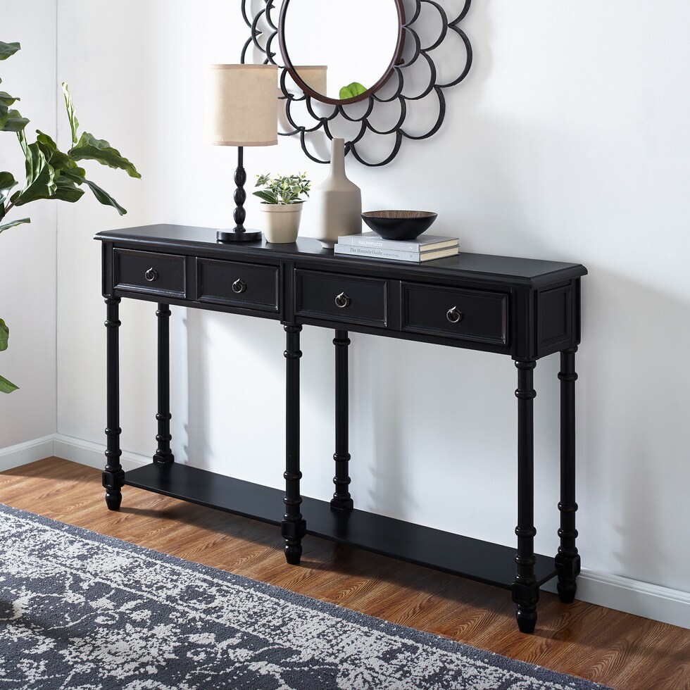 theodore black console table   