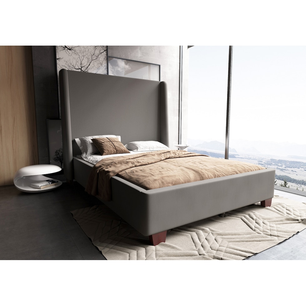 theron gray queen bed   
