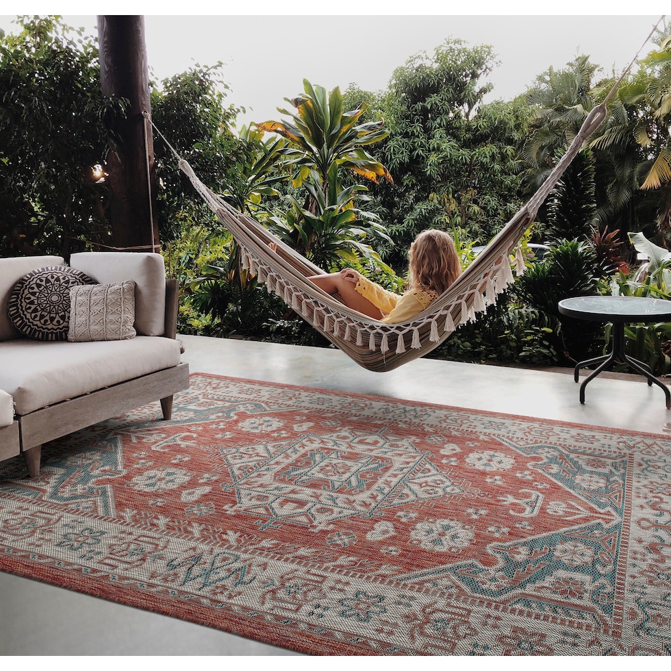 toledo red outdoor area rug   