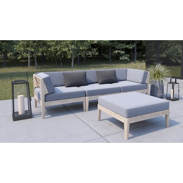 Topsail 3-Piece Outdoor Sofa and Ottoman Set