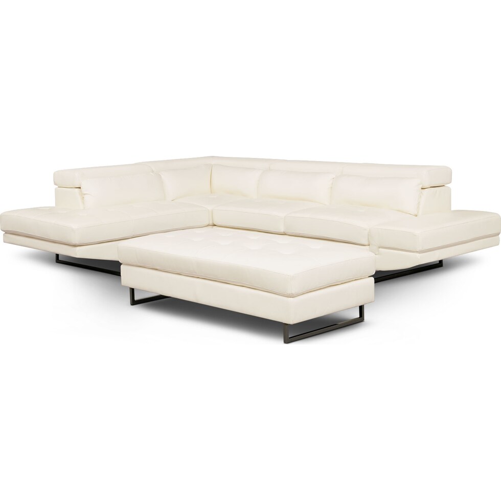 torino white white  pc sectional and ottoman   