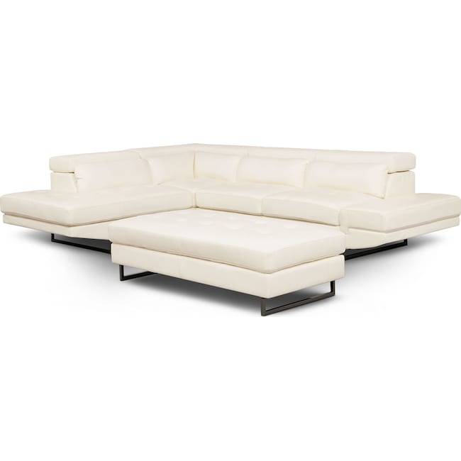 Living Room Furniture - Torino 2-Piece Sectional with Chaise and Ottoman