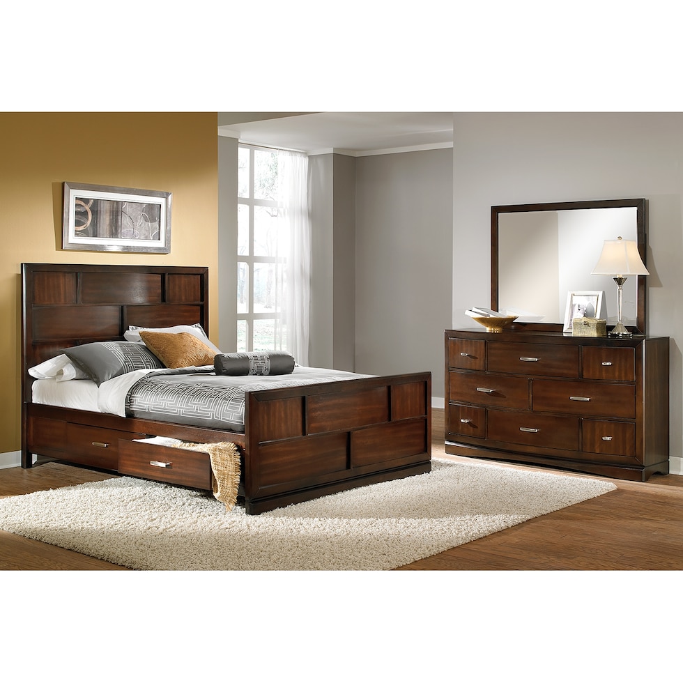 toronto dark brown  pc king storage bedroom   