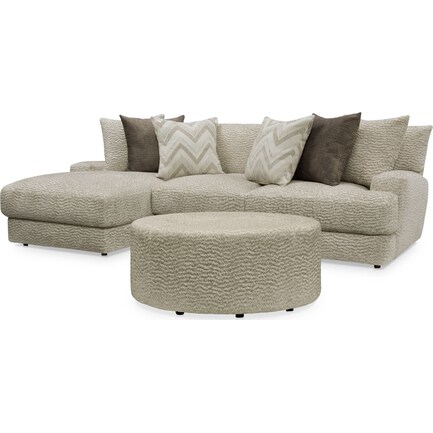 Torrey 2-Piece Sectional with Left-Facing Chaise and Ottoman - Ivory
