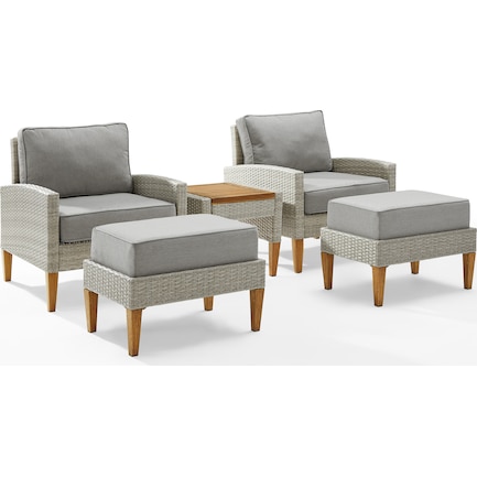 Totten Key 5-Piece Chair, Ottoman and side table Set