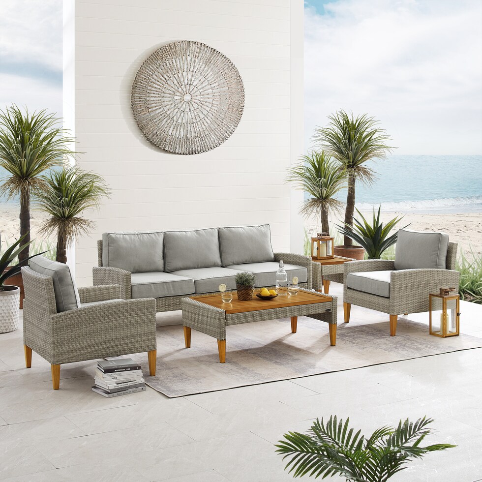 totten key gray outdoor sofa set   