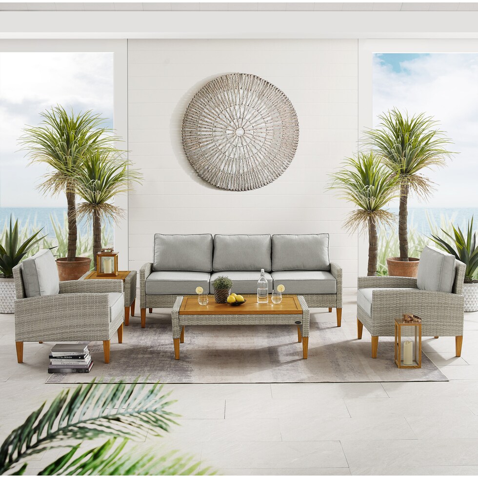 totten key gray outdoor sofa set   