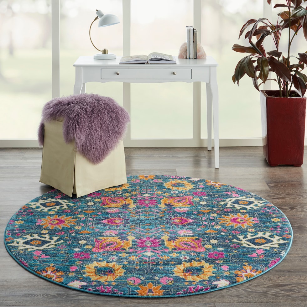 tralee blue area rug  round   