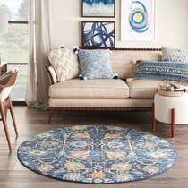 tralee blue area rug  round   