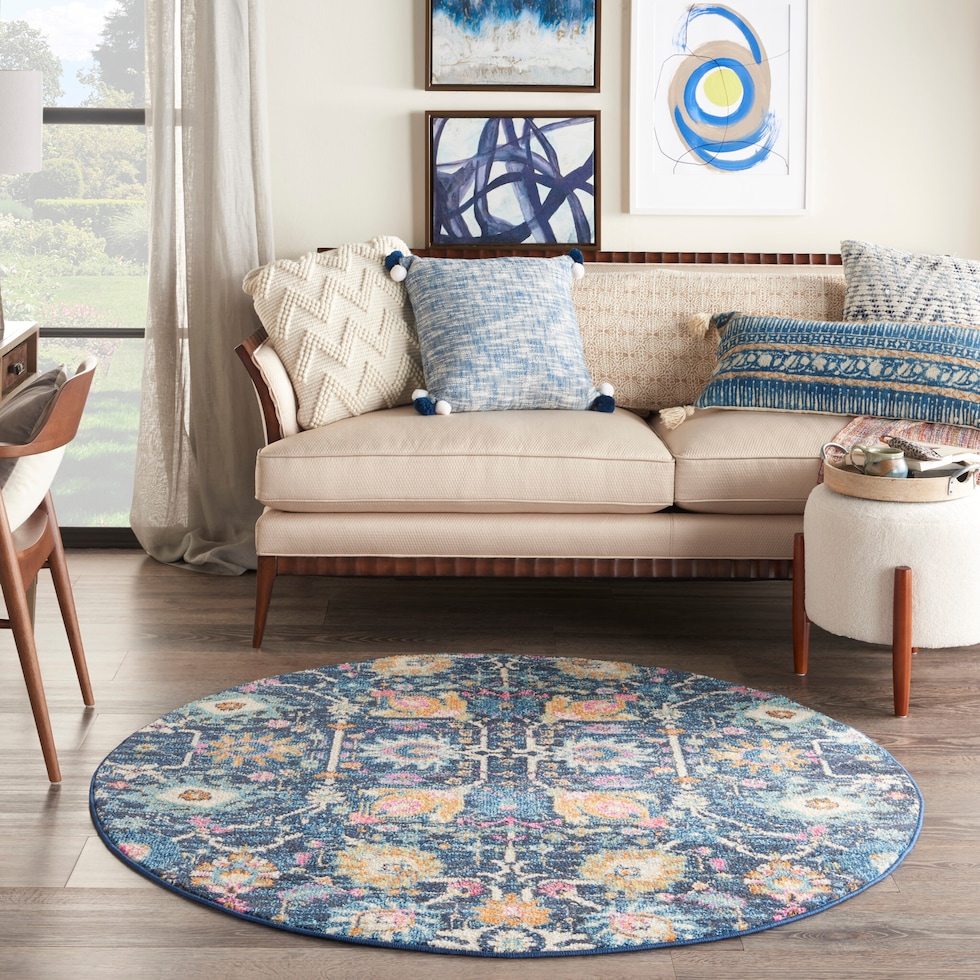tralee blue area rug  round   