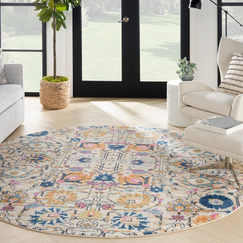 tralee ivory multicolor area rug  round   