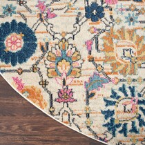 tralee ivory multicolor area rug  round   