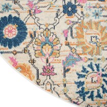 tralee ivory multicolor area rug  round   