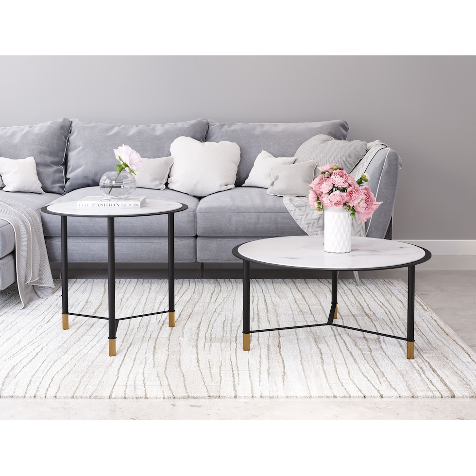 trelly white black gold coffee table   