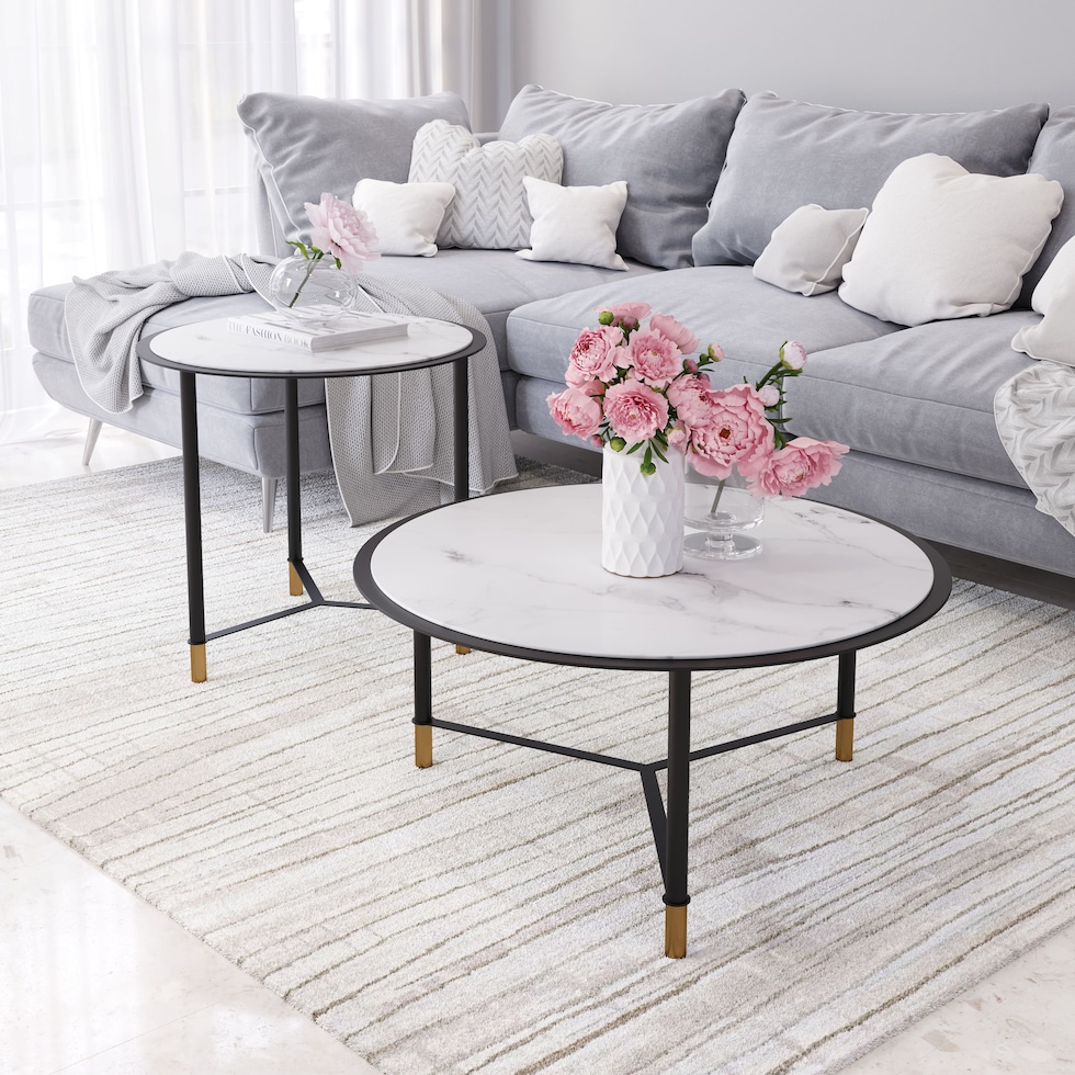 trelly white black gold coffee table   