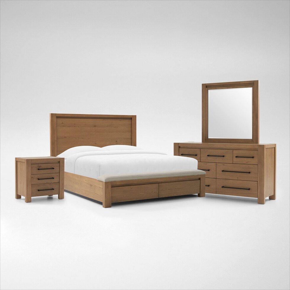 tremont bedroom light brown  pc king bedroom   