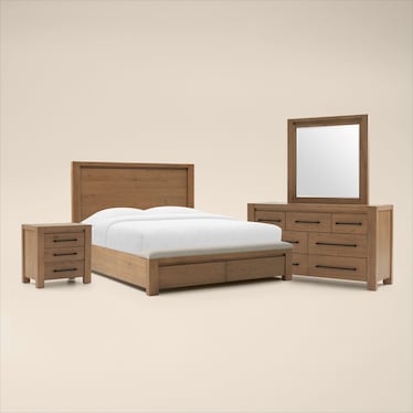 Tremont 6-Piece Storage Bedroom Set with Dresser, Mirror and Nightstand with USB Charging