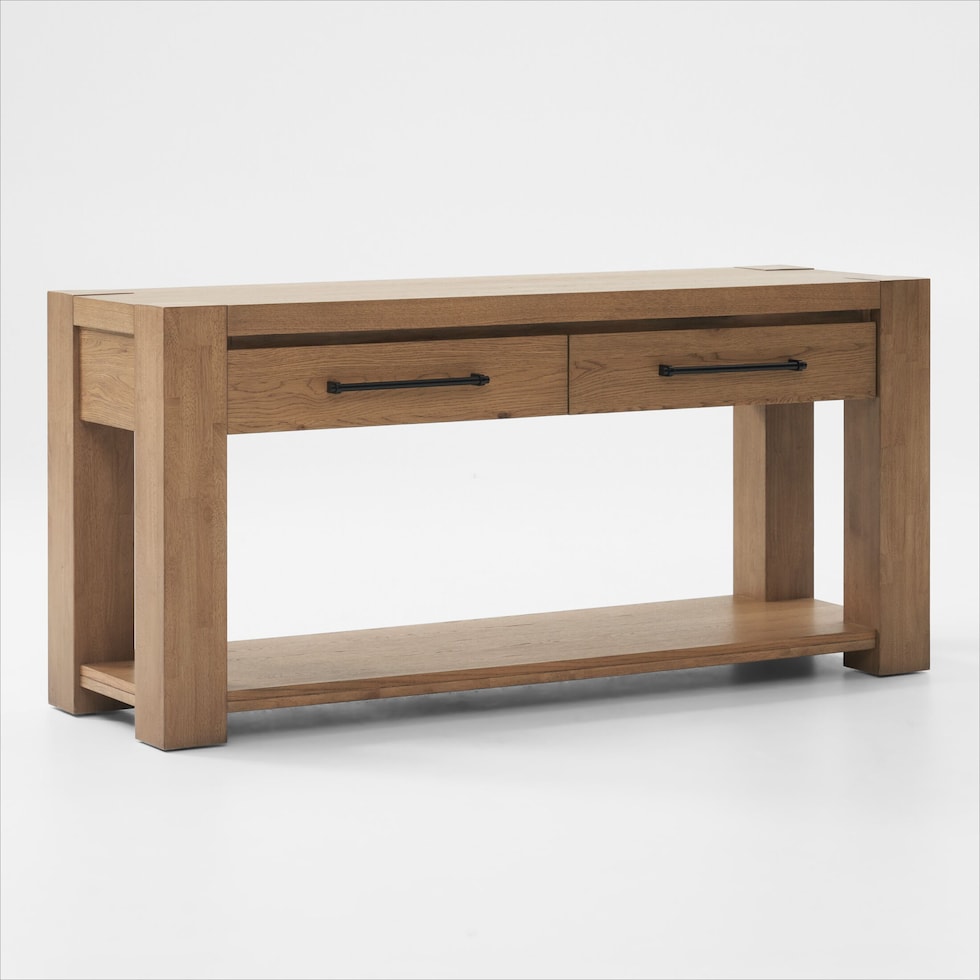 tremont tables light brown console table   