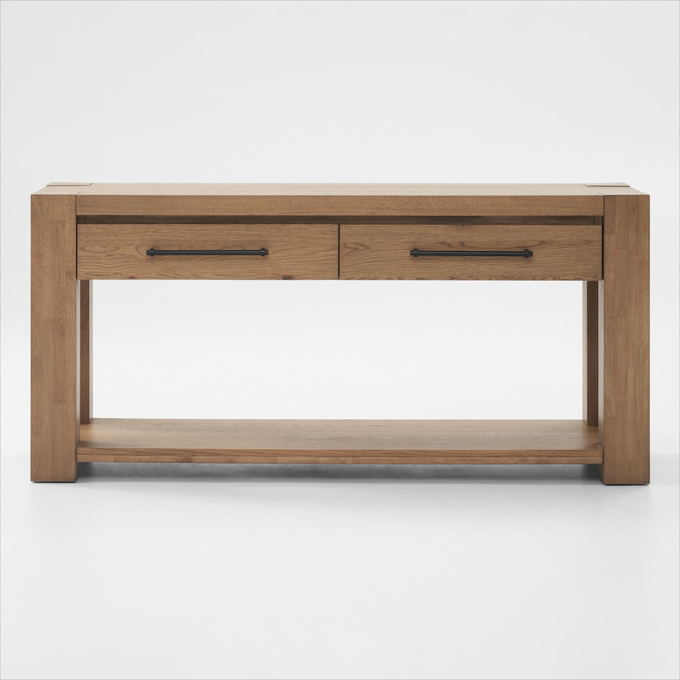 tremont tables light brown console table   