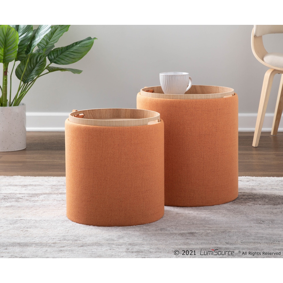 trey orange ottoman   