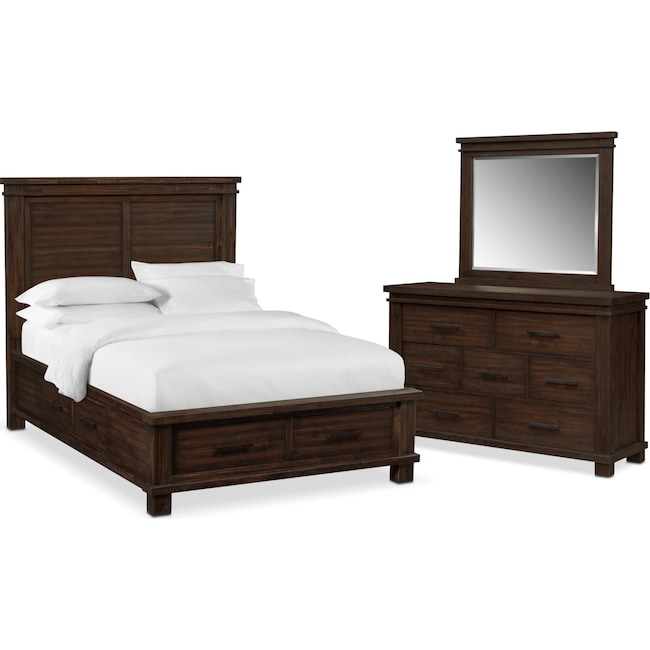 Bedroom Furniture - Tribeca 5-Piece Storage Bedroom Set with 4 Underbed Drawers, Dresser and Mirror