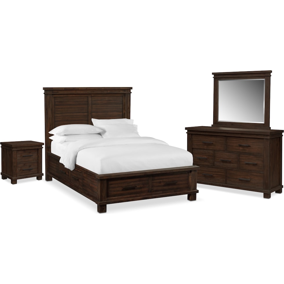 tribeca bedroom dark brown  pc king storage bedroom   