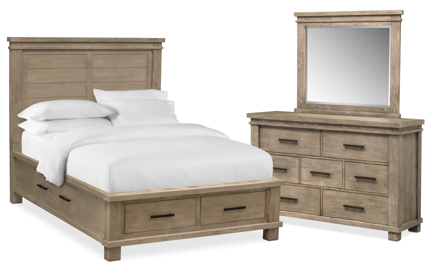 Tribeca 5 Piece Storage Bedroom Set With 4 Underbed Drawers Dresser And Mirror Value City Furniture