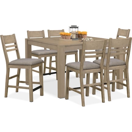 Tribeca Counter-Height Dining Table and 6 Dining Chairs - Gray