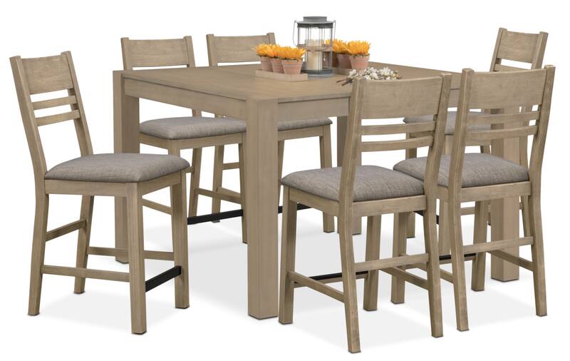 Tribeca CounterHeight Dining Table and 6 Dining Chairs Gray Value