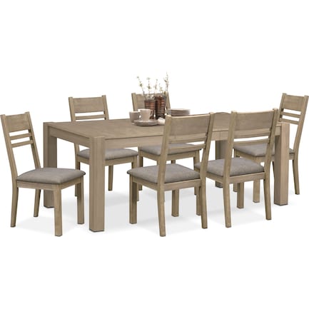 Tribeca Dining Table and 6 Dining Chairs - Gray