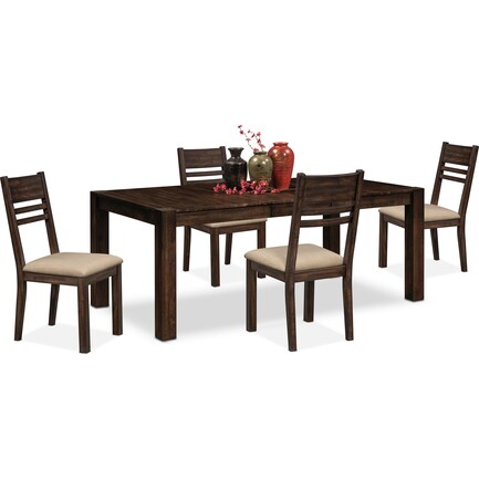 Tribeca Dining Table and 4 Dining Chairs - Tobacco