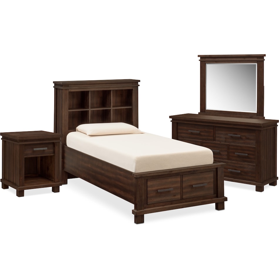 tribeca youth dark brown  pc twin bedroom   