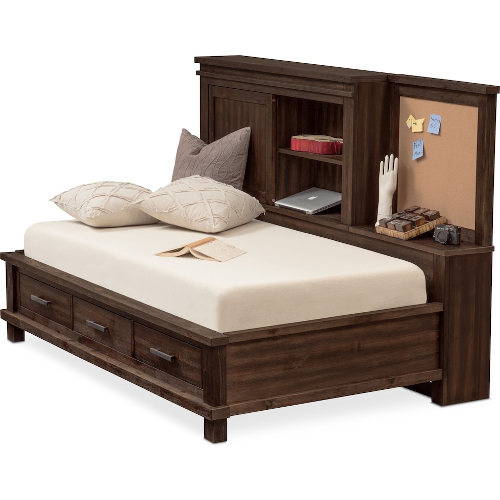 tribeca youth dark brown full bed   