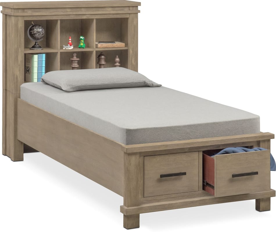 Tribeca Youth Full Bookcase Storage Bed Gray Value City Furniture