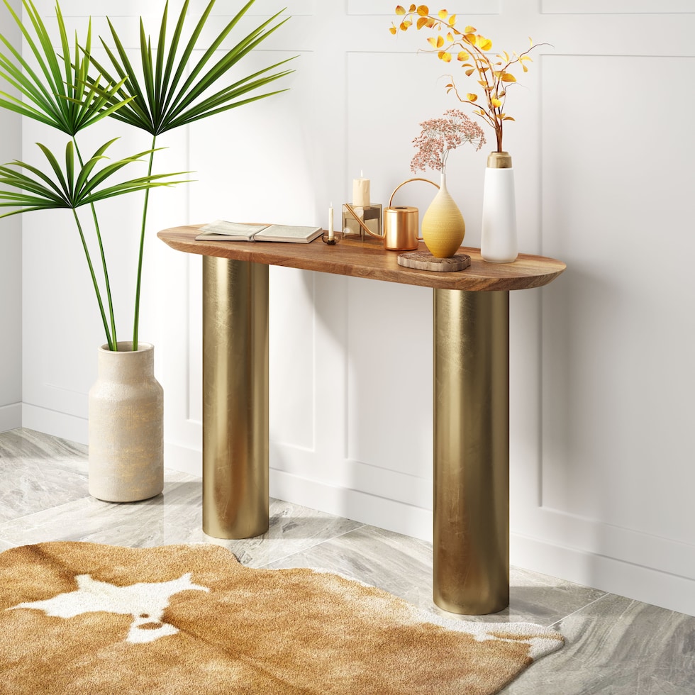 tubular natural console table   