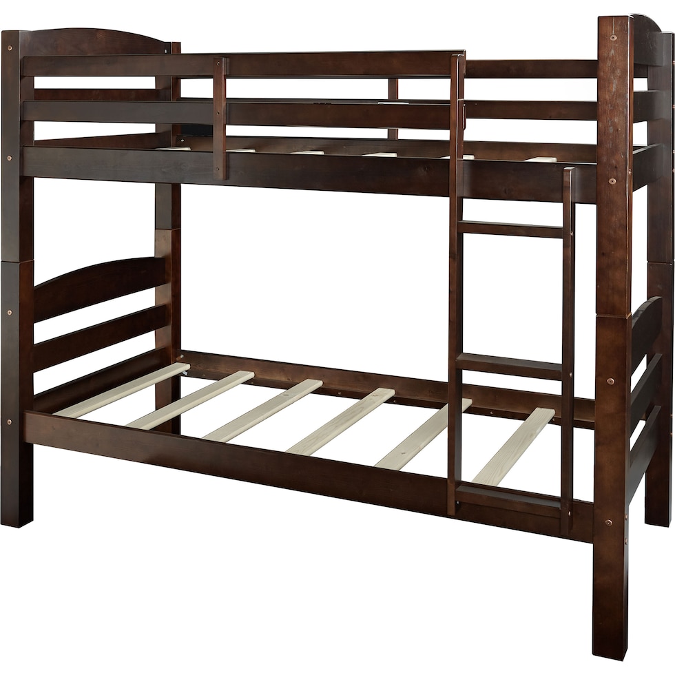 tucker dark brown twin over twin bunk bed   