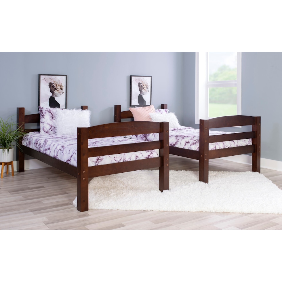 tucker dark brown twin over twin bunk bed   