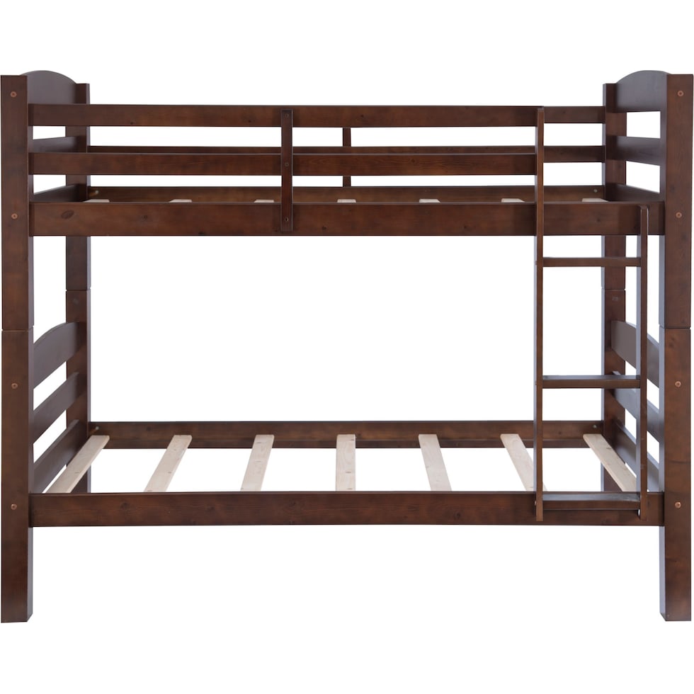 tucker dark brown twin over twin bunk bed   