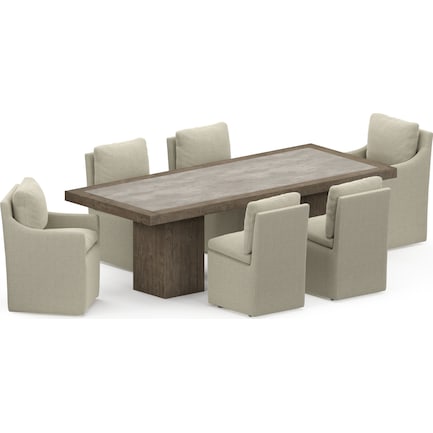 Tucson Dining Table and 2 Ballard Arm Chairs and 4 Ballard Side Chairs - Gray