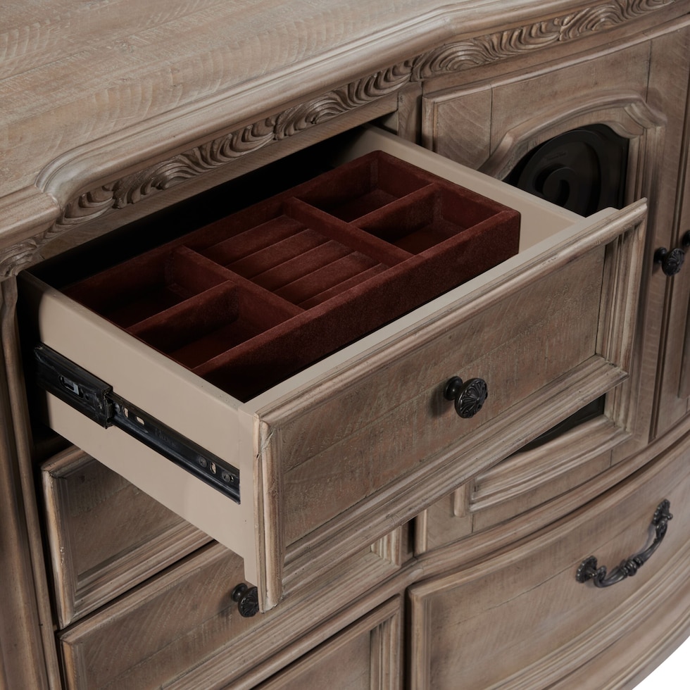 tuscany light brown dresser and mirror   