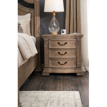 Tuscany Drawer Nightstand with USB Charging - Taupe