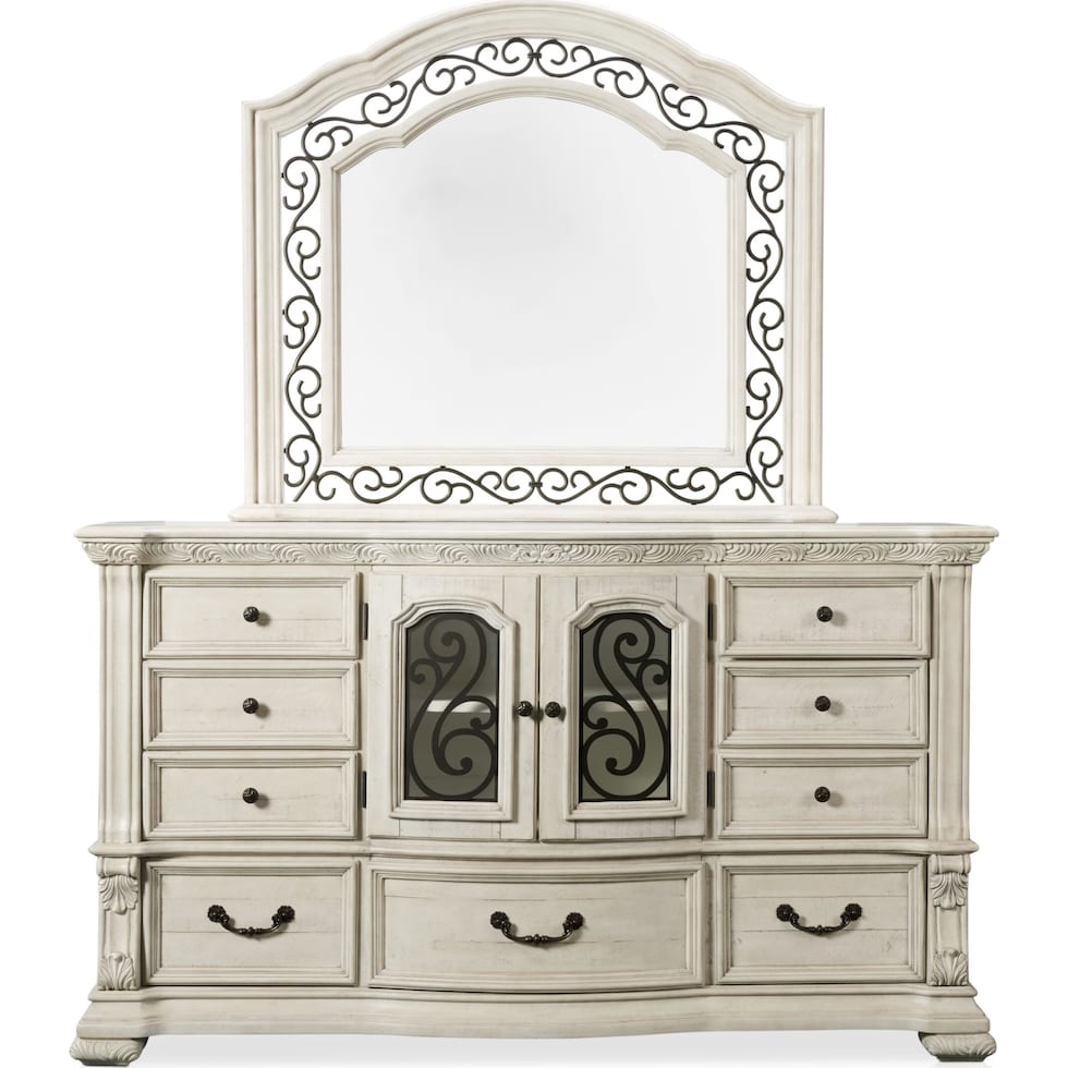 tuscany white dresser and mirror   