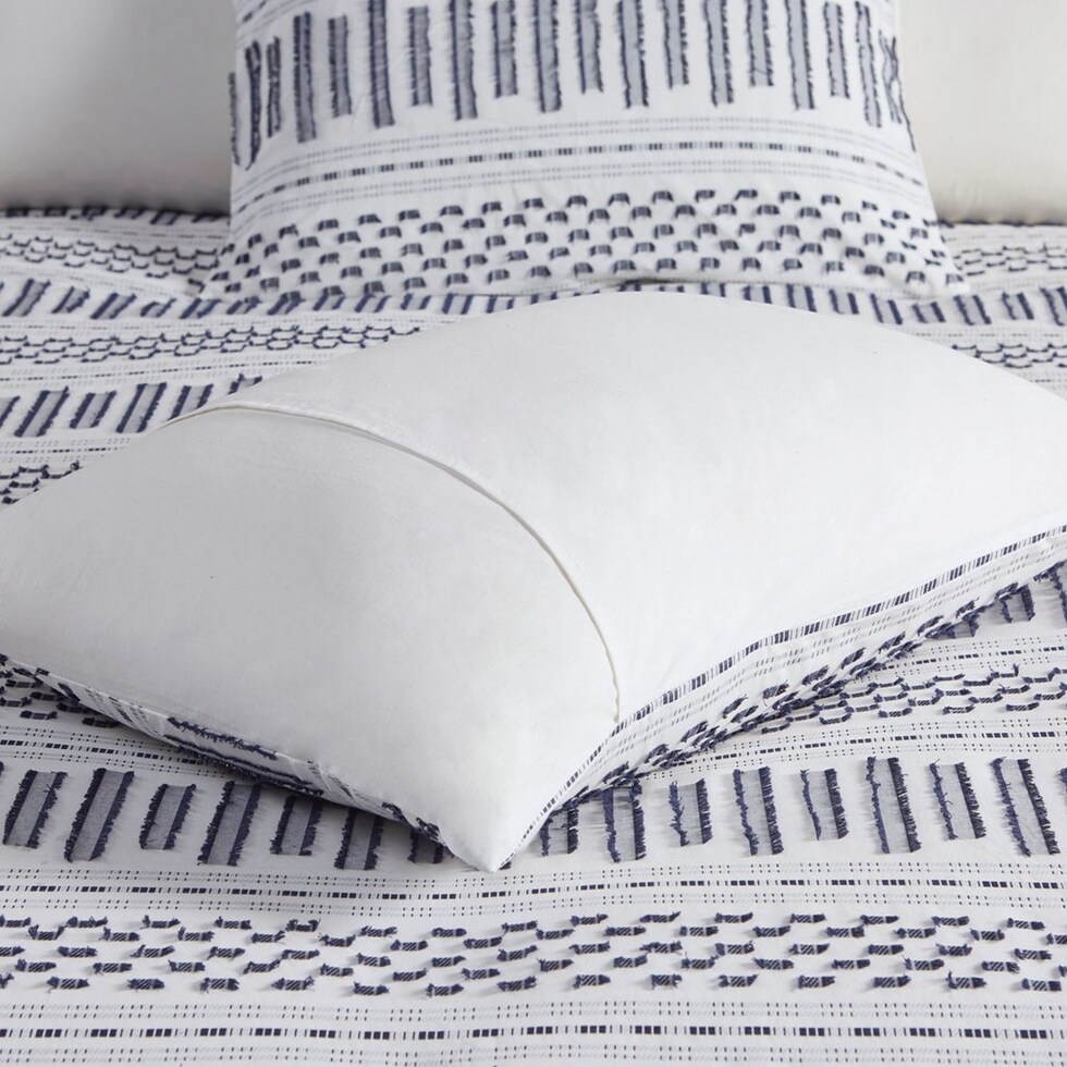 twyla white navy king california king bedding set   