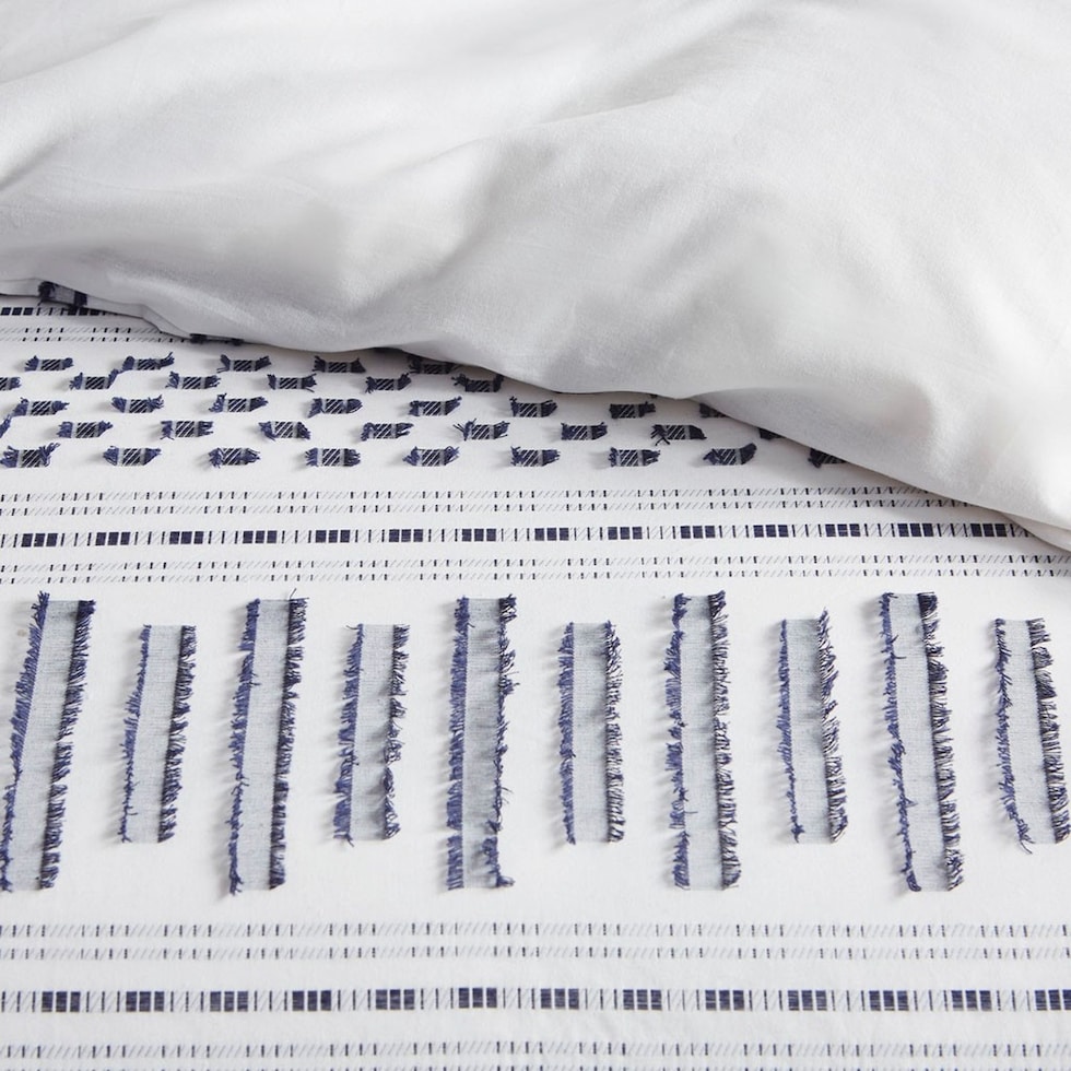 twyla white navy king california king bedding set   